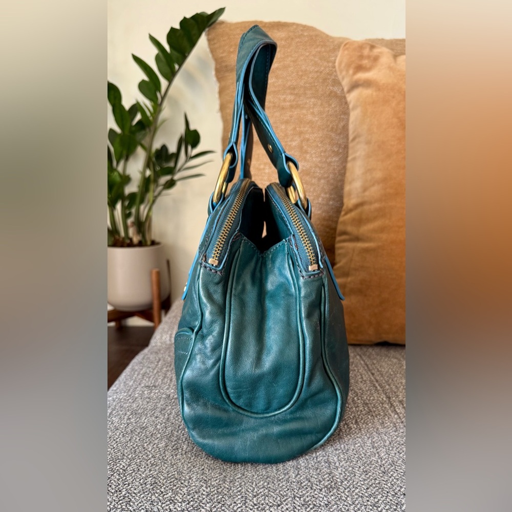 Marc by Marc Jacobs Green Leather Top-Handle Satchel with Gold Hardware - Picture 7 of 16